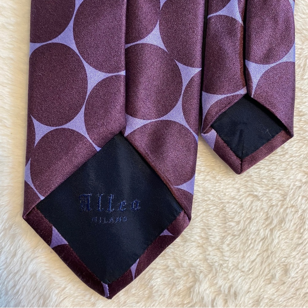 Alteo Milano Purple Circle Pattern Silk Tie - image 6